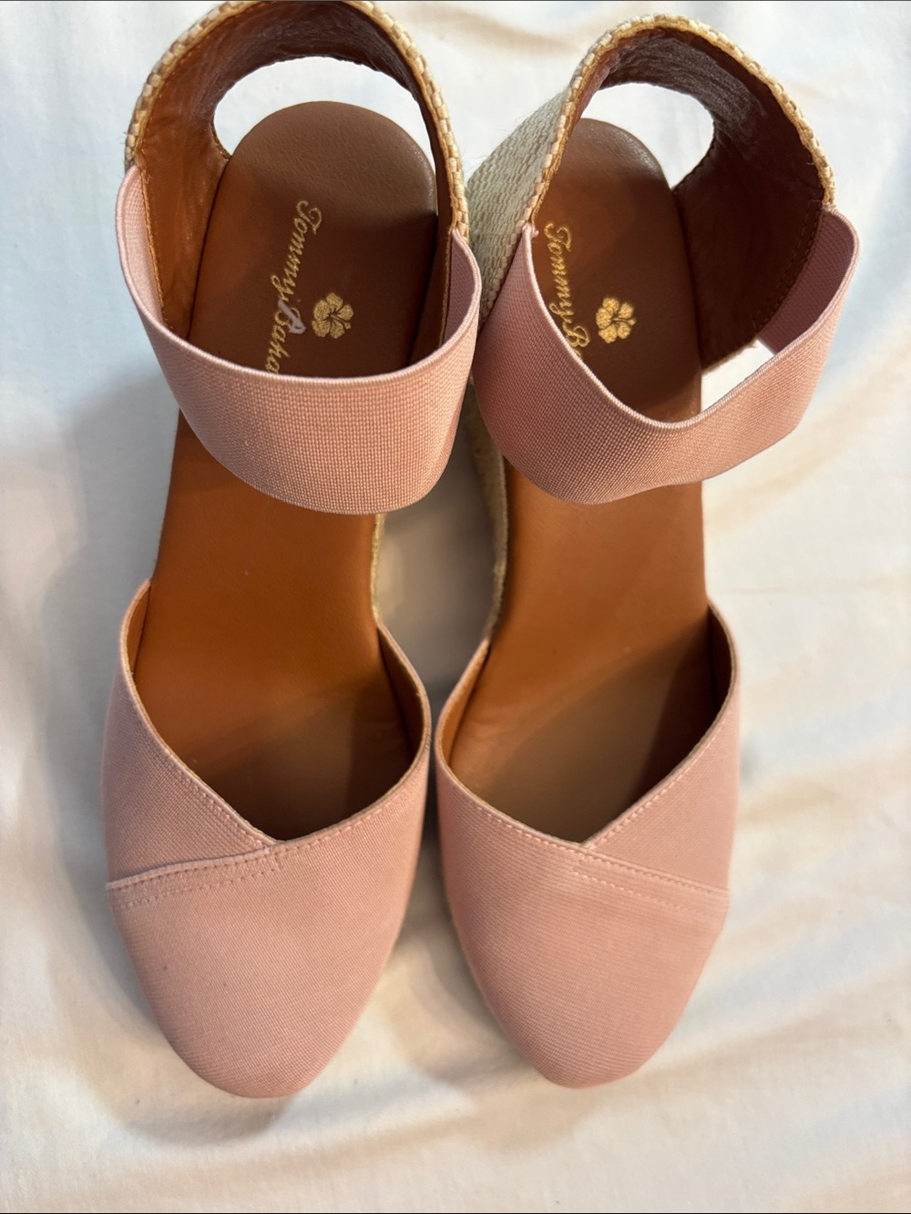 Tommy Bahama Amalia Blush Pink Espadrille Wedge Sandals, Size 7.5, like new